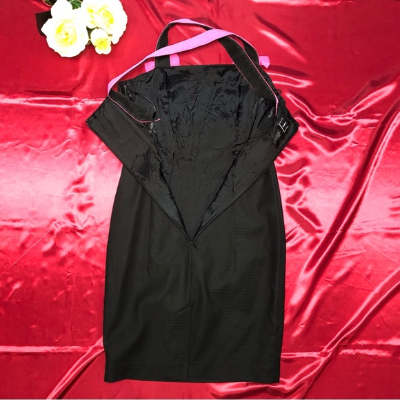 INC International Concepts Black & Pink Bow Tie Criss Cross Strap Sheath Dress - Picture 6 of 9